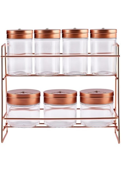 8'li Bakır Baharat Takımı, Cam Standlı, Şık ve Dayanıklı Tasarım fırsatları
