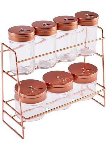 8'li Bakır Baharat Takımı, Cam Standlı, Şık ve Dayanıklı Tasarım indirimleri