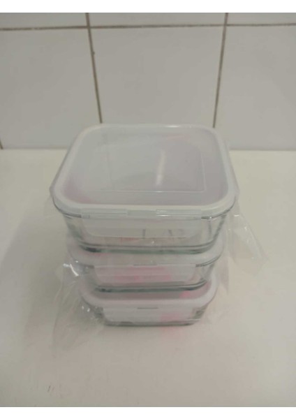 Cam Kilitli Saklama Kabı 3’lü Set, 1150CC, Kare, Beyaz fiyatları