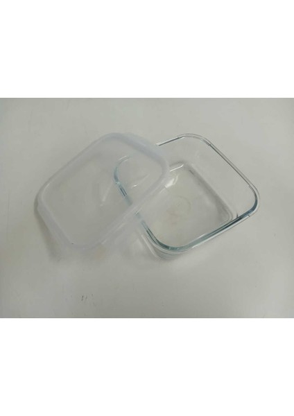Cam Kilitli Saklama Kabı 3’lü Set, 1150CC, Kare, Beyaz