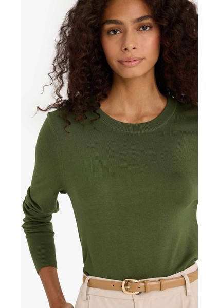 Regular Fit Bisiklet Yaka Triko Kazak E7889AX25WN fırsatları