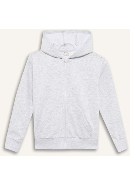 Kız Çocuk Basic Düz Kapüşonlu Okul Fermuarlı Sweatshirt C8110A825AU