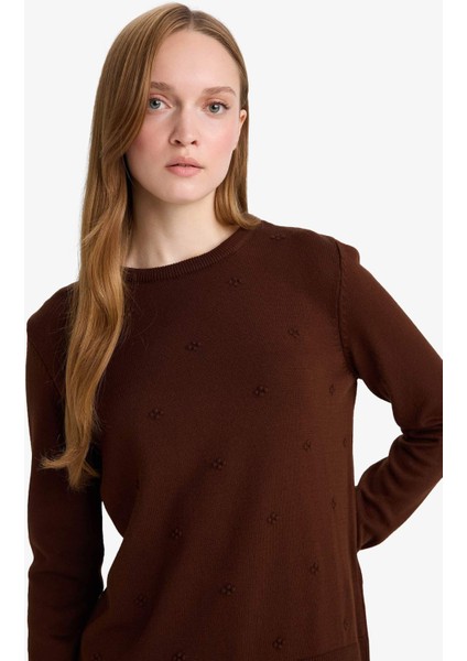 Regular Fit Bisiklet Yaka Triko Kazak F4084AX25WN fırsatları