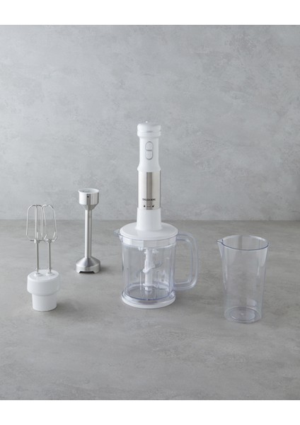 Mbs 3010 4 Bıçaklı Mini Blender Seti 1500W Beyaz-Krom
