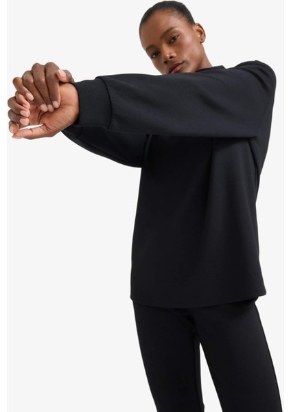 Fit Oversize Geniş Kalıp Yarım Fermuarlı Dik Yaka Modal Sweatshirt D7126AX25AU indirimleri