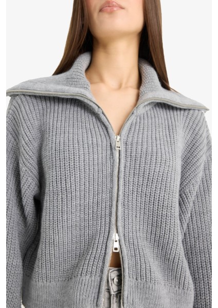 Slim Fit Dar Kesim Polo Yaka Fermuarlı Triko Hırka A3333AX25WN indirimleri