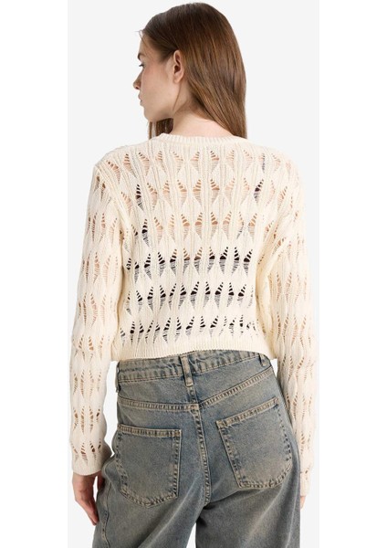 Slim Fit Dar Kesim Önden Bağlamalı Kroşe Hırka F8219AX25AU