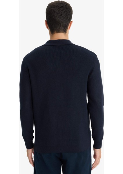 Standart Fit Polo Yaka Düğmeli Triko Kazak D1959AX25AU