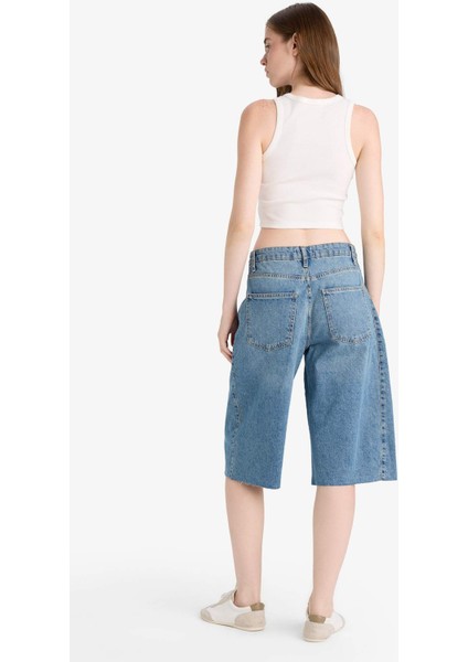 Yüksek Bel Jean Bermuda Şort F9098AX25HS
