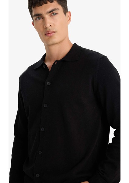 %100 Pamuk Standart Fit Polo Yaka Triko Hırka F5863AX25WN fırsatları