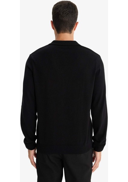 %100 Pamuk Standart Fit Polo Yaka Triko Hırka F5863AX25WN