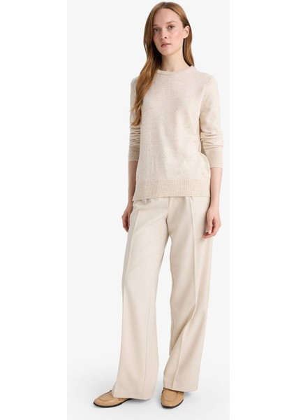 Regular Fit Bisiklet Yaka Triko Kazak F4084AX25WN fiyatları