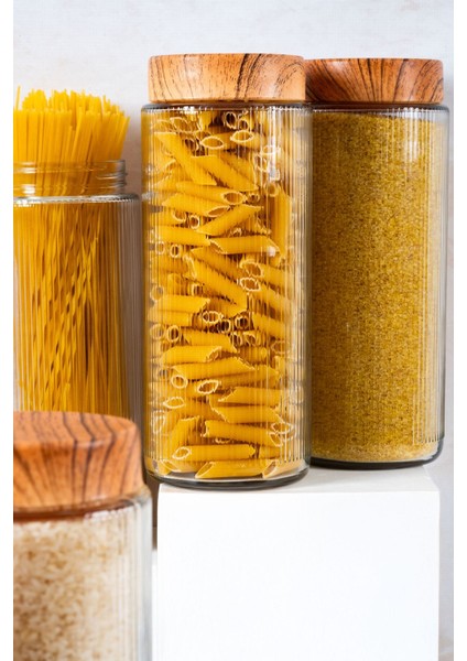 6'lı 1500 ml Cam Saklama Kabı Seti, Bambu Kapaklı, Hava Geçirmez, Şık ve Kullanışlı modelleri