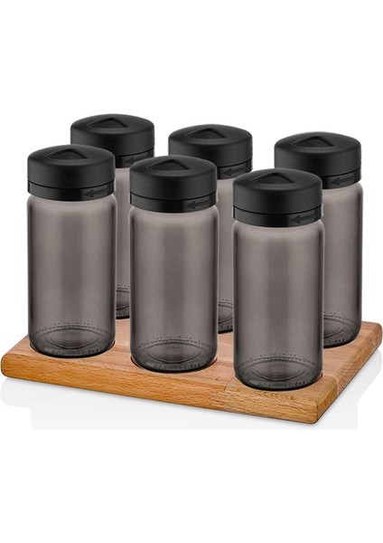 6'lı Baharatlık Seti, Ahşap Stand ile Şık ve Kullanışlı Dekorasyon Parçası