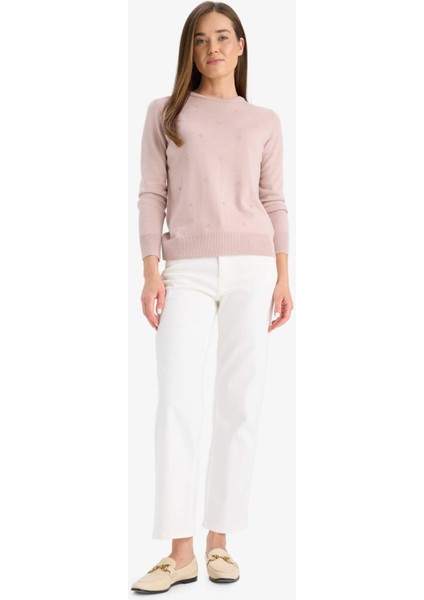 Regular Fit Bisiklet Yaka Triko Kazak F4084AX25WN fiyatları