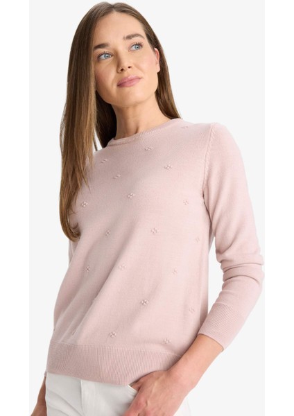 Regular Fit Bisiklet Yaka Triko Kazak F4084AX25WN fırsatları