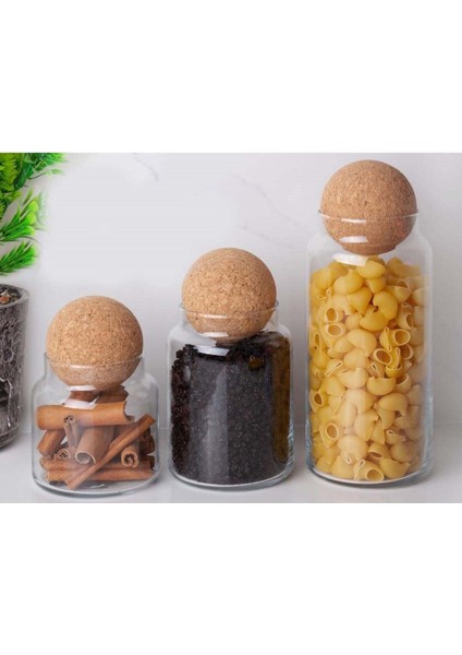 Cam Saklama Seti, 3 Farklı Boy, Mantar Kapak, Şeffaf ve Şık Tasarım fiyatları