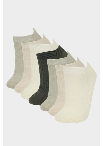 Kadın Rahat Lastikli 7'li Pamuklu Patik Çorap F5656AXNS