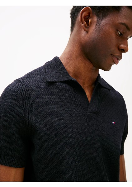 Th MW0MW39531 Knıtted Textured Polo Erkek Sweaters modelleri