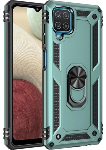 Samsung Galaxy A22 Kılıf Sofya Yüzüklü Silikon Kapak - Yeşil