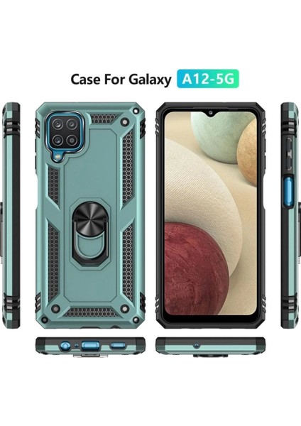 Samsung Galaxy A22 Kılıf Sofya Yüzüklü Silikon Kapak - Yeşil modelleri