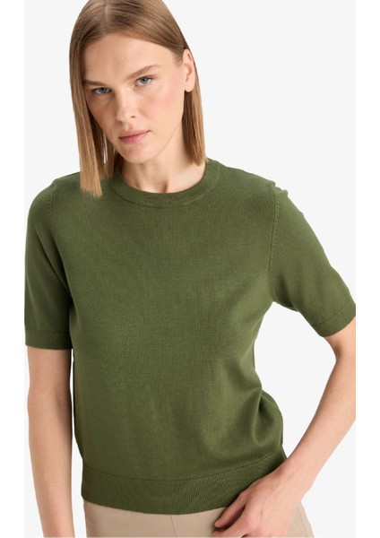 Regular Fit Bisiklet Yaka Kısa Kollu Kazak D6272AX25AU