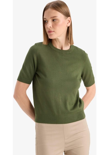 Regular Fit Bisiklet Yaka Kısa Kollu Kazak D6272AX25AU modelleri