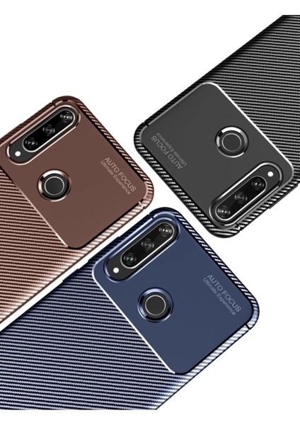 Huawei Y6P Kılıf Auto Focus Karbon Kapak - Kahverengi fiyatları