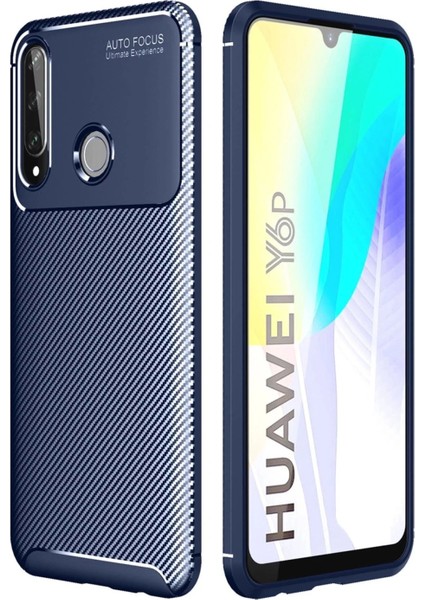 Huawei Y6P Kılıf Auto Focus Karbon Kapak - Lacivert