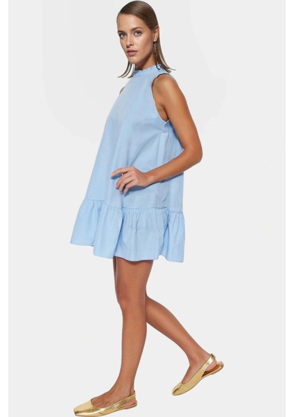 Kadın Şık Poplin Mini Elbise Rahat Shift Kalıp Günlük Yazlık Kaliteli Işçilik Seçkin Malzeme