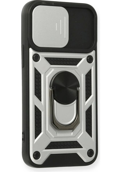 iPhone 12 Mini Kılıf Pars Lens Yüzüklü Silikon - Gümüş fiyatları