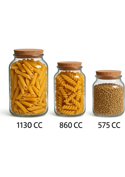 Yeşil Mantar Kapaklı Kavanoz Seti 3'lü, 575-860-1130 Cc, Şık ve Kullanışlı Mutfak Gereci modelleri