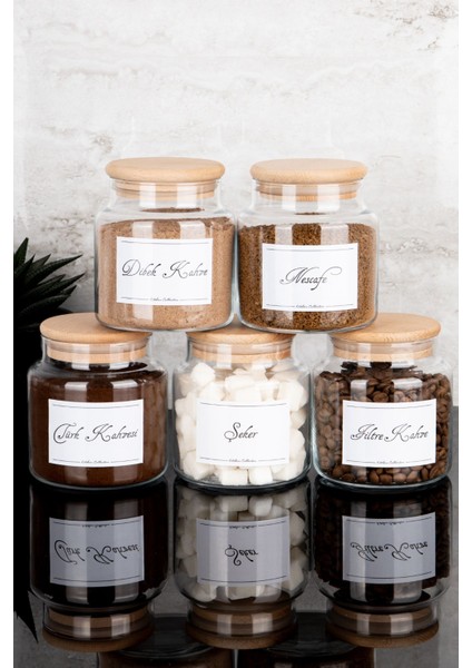 5'li 500ML Ahşap Kapaklı Kahve ve Şeker Kavanoz Seti Bej Renk fiyatları