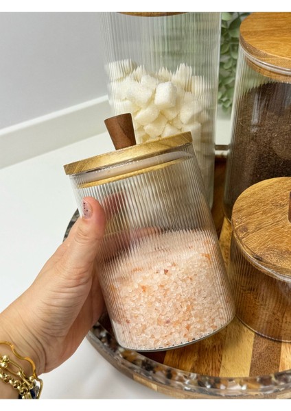 4'lü Akasya Kapaklı Cam Kavanoz Seti, Şık ve Kullanışlı Saklama Çözümü fiyatları