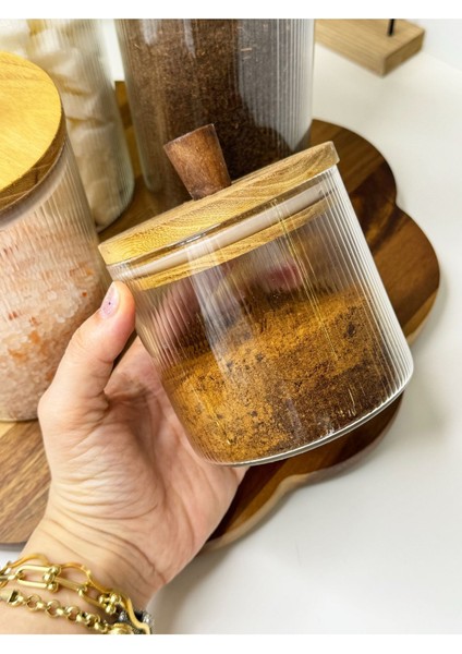 4'lü Akasya Kapaklı Cam Kavanoz Seti, Şık ve Kullanışlı Saklama Çözümü modelleri