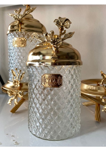 2'li Cam Kavanoz Seti, Ayaklı, 1kg Kapasiteli, Şık ve Kullanışlı Tasarım fırsatları