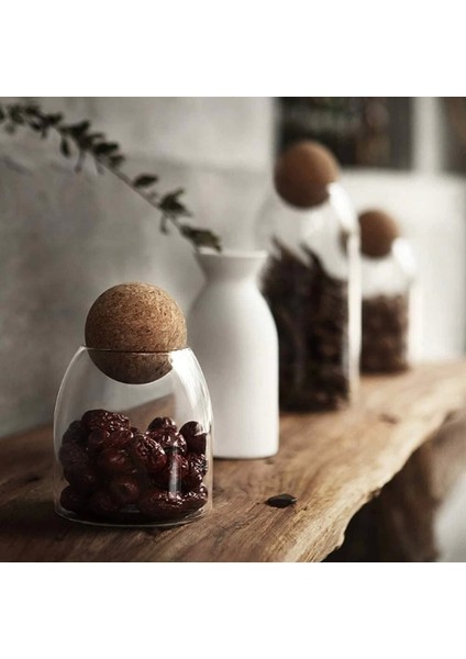 Kahverengi Mantar Kapaklı Isıya Dayanıklı Cam Saklama Kabı, Gıda ve Baharat Deposu fırsatları