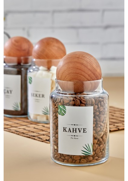 3'lü Ahşap Kapaklı 800 ml Saklama Kabı Seti, Çay, Şeker, Kahve Için Uygun fiyatları