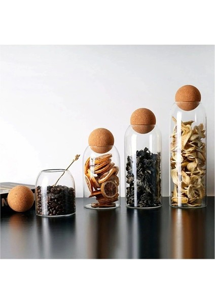 Dörtlü Top Mantar Kapaklı Cam Kavanoz ve Baharatlık Seti, Şık ve Kullanışlı Tasarım modelleri