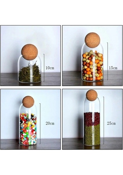 Dörtlü Top Mantar Kapaklı Cam Kavanoz ve Baharatlık Seti, Şık ve Kullanışlı Tasarım fırsatları