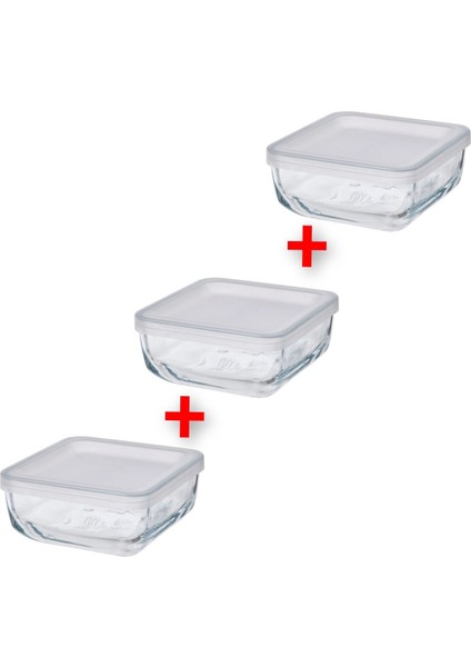 3'lü Cam Saklama Kabı Seti, 6X12X12 Cm, Şeffaf, Kapaklı, Dayanıklı ve Kullanışlı