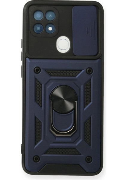 Oppo A15 Kılıf Pars Lens Yüzüklü Silikon - Lacivert