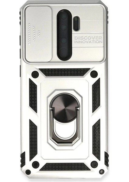 Xiaomi Redmi Note 8 Pro Kılıf Pars Lens Yüzüklü Silikon - Gümüş