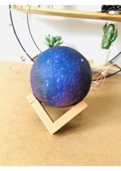Mavi 3D Plastik Gezegen Gece Lambası, 13 cm Standlı, Dekoratif ve Şık Tasarım fiyatları