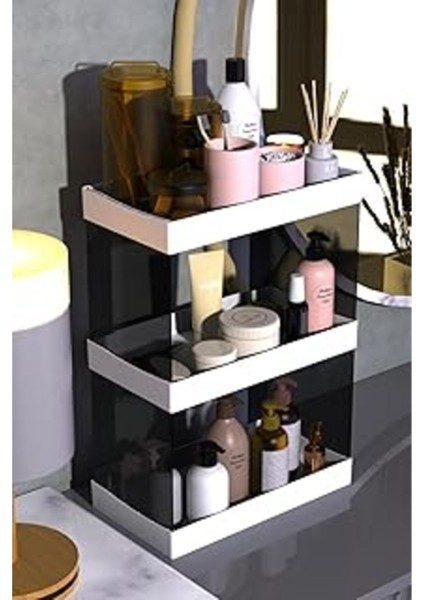 Turkuaz Büyük Boy İki Kat Makyaj Ve Takı Organizeri Rafı Standı