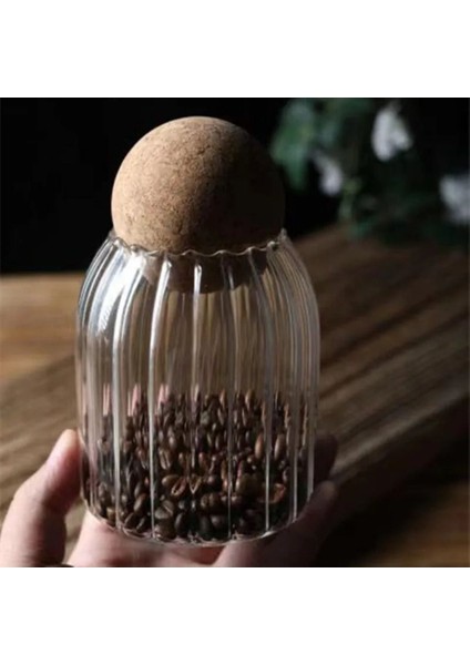 3'lü Çizgili Cam Kavanoz, Mantar Kapak, 500 Ml, Turuncu Renkli Set fiyatları