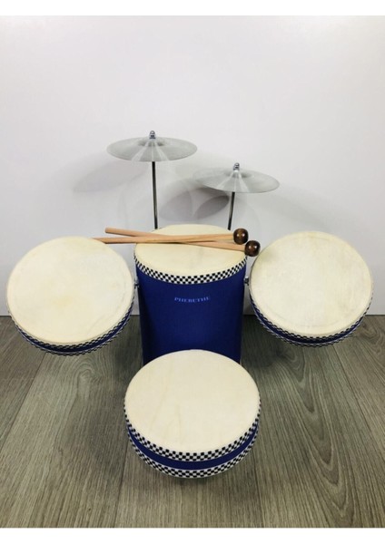 El Yapımı Çocuk Ahşap Mavi Bateri Seti, Eğlenceli ve Doğal Oyun Aracı