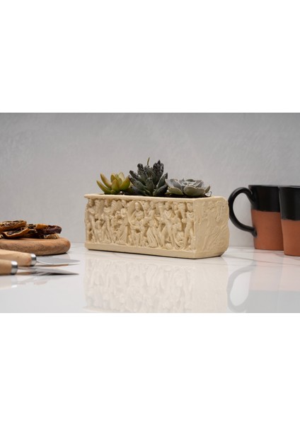 Imosas Lahit Çiçek Saksı, Antik,retro Dekorasyon Mekan Dizayn Bej Renk fiyatları