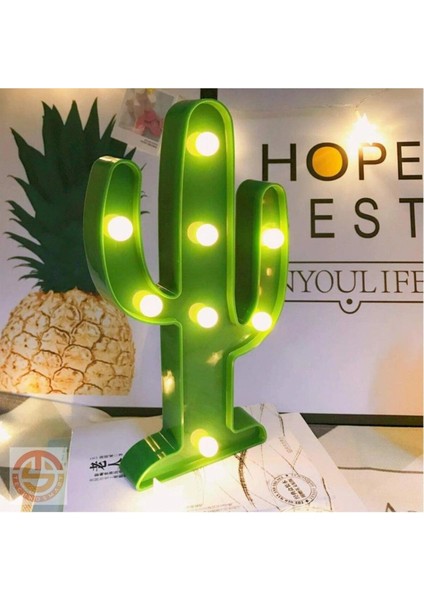 Yeşil LED Kaktüs Gece Lambası, Dekoratif Masa ve Duvar Işıklandırması
