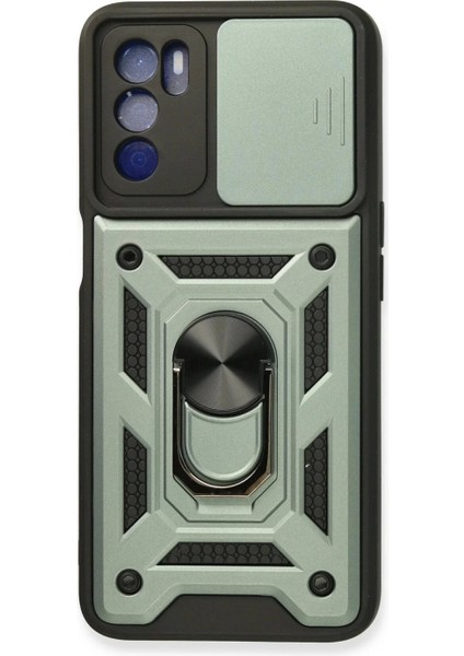 Oppo A16 Kılıf Pars Lens Yüzüklü Silikon - Yeşil